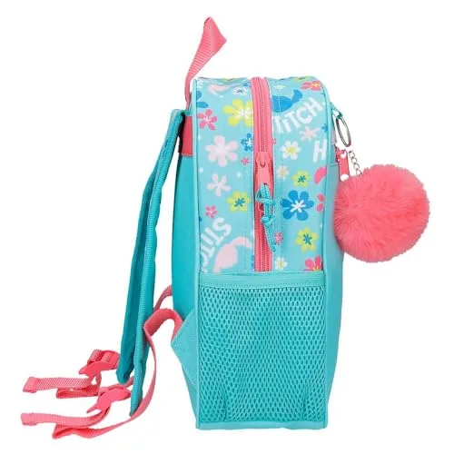 Disney ▫️ Mochila escolar infantil Joumma Aloha Stitch, fabricada em poliéster, com alças largas e ajustáveis que se adaptam ao corpo e um bolso frontal. 2