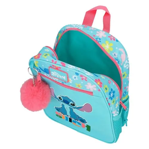 Disney ▫️ Mochila escolar infantil Joumma Aloha Stitch, fabricada em poliéster, com alças largas e ajustáveis que se adaptam ao corpo e um bolso frontal. 4