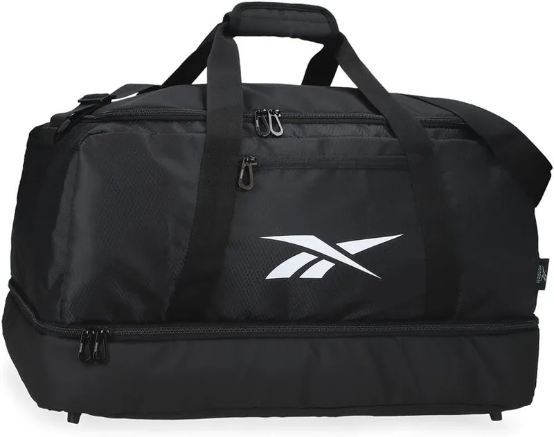 Reebok ▫️ Mala de viagem Wayland preta, 58 x 30 x 29 cm, poliéster, 50,46 L, da Joumma Bags