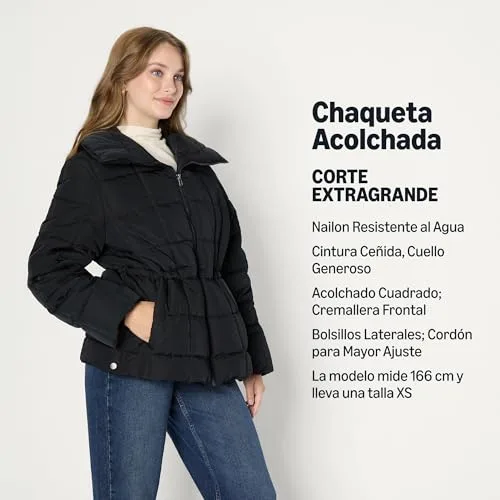 Amazon Essentials ▫️ Casaco acolchoado para mulher, de corte quadrado e tamanho extragrande, com cintura ajustável 2
