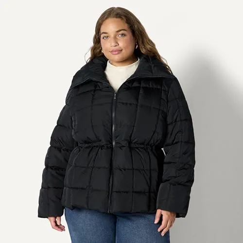 Amazon Essentials ▫️ Casaco acolchoado para mulher, de corte quadrado e tamanho extragrande, com cintura ajustável 6