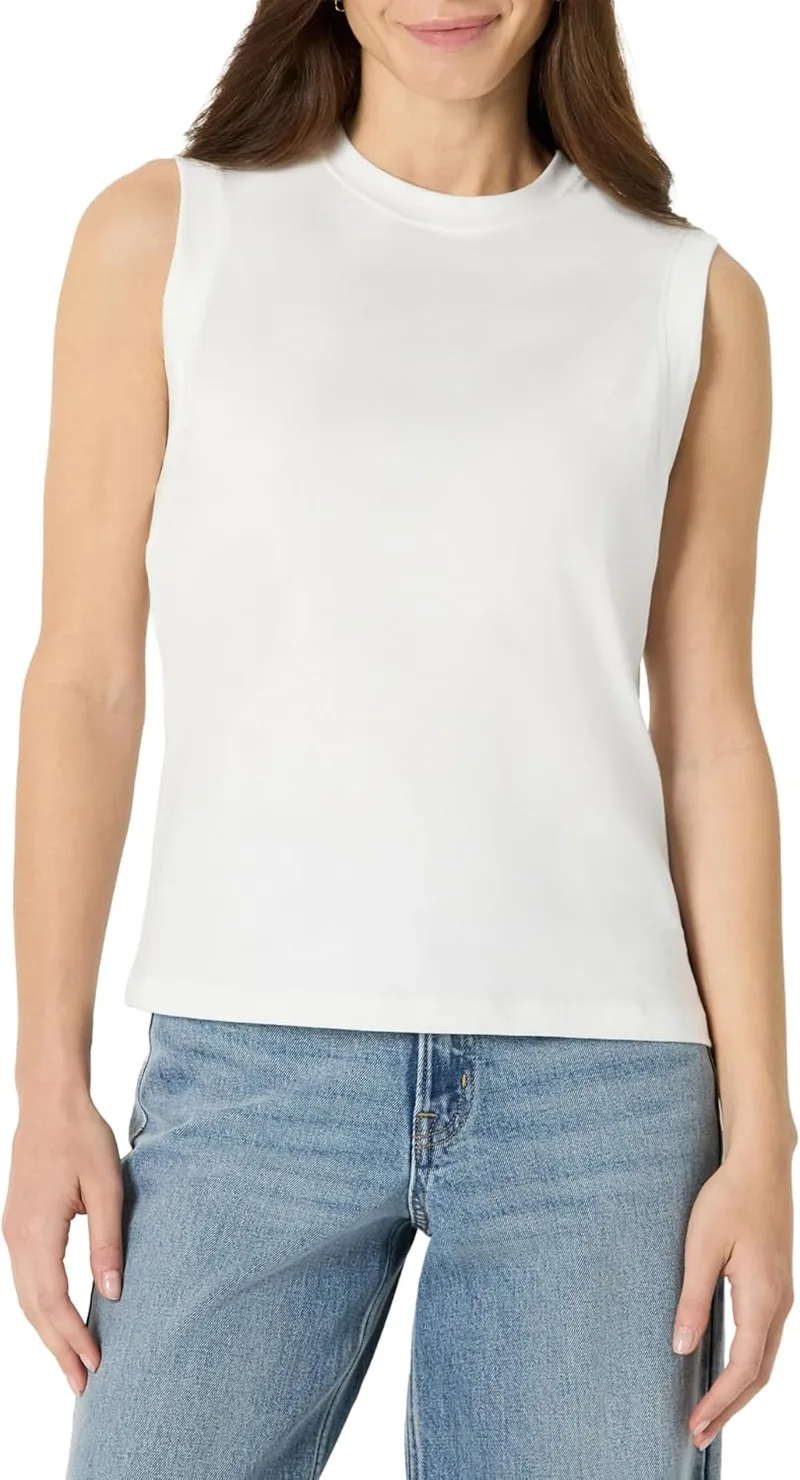 Amazon Essentials ▫️ T-shirt sem mangas de algodão de ajuste solto para mulher