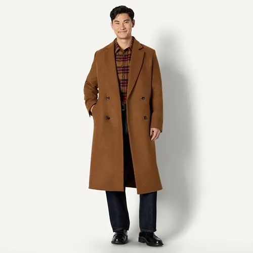 Amazon Essentials ▫️ Casaco comprido para homem em mistura de lã, com fecho duplo e corte largo 5