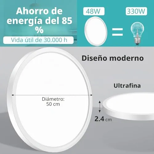 Swoieltr ▫️ Luminária de teto LED, Ø50 cm, 48 W, 4800 lm, 4000 K 2