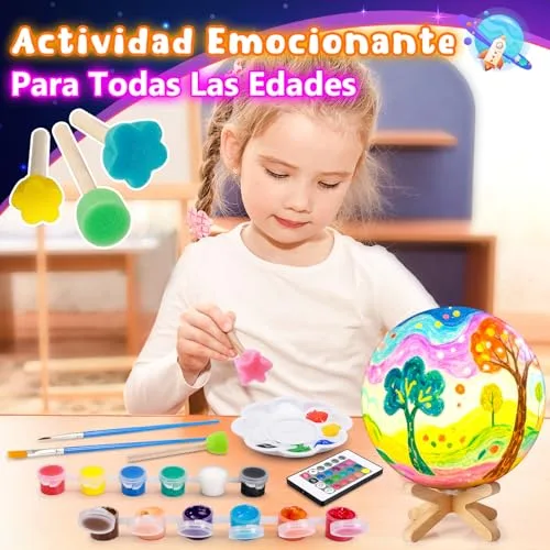 Toyzey ▫️ Conjunto de Artesanato: Pintura com Lâmpada, Pintura 3D com Luz Noturna, Lâmpada de Lua DIY, Conjunto Criativo para Crianças, Presente de Aniversário, Conjunto de Artesanato para Meninas dos 6 aos 12 anos 2