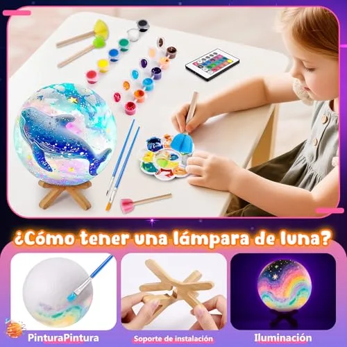 Toyzey ▫️ Conjunto de Artesanato: Pintura com Lâmpada, Pintura 3D com Luz Noturna, Lâmpada de Lua DIY, Conjunto Criativo para Crianças, Presente de Aniversário, Conjunto de Artesanato para Meninas dos 6 aos 12 anos 5