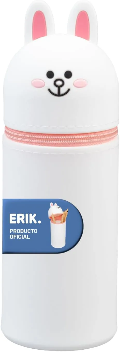 Grupo Erik ▫️ Erik Group Rabbit Line Friends School Pencil Case - Estojo pequeno de silicone para lápis para raparigas e rapazes │ Regresso às aulas: material escolar e artigos de papelaria │ Extensível, à prova de água e com fecho de correr