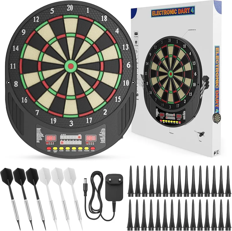 Hoyiyobi ▫️ Alvo eletrónico profissional com ecrã LCD digital e dardos de ponta macia, alvo eletrónico com 27 jogos e 243 modos, ideal para amigos, família, escritório, festas em discotecas e bares