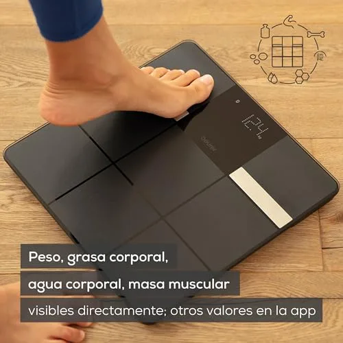Beurer ▫️ BF 450 – balança pessoal com ligação à aplicação, balança digital de gordura corporal com 17 parâmetros de medição, superfície mate em mosaico, 8 memórias de utilizador, 180 kg 3