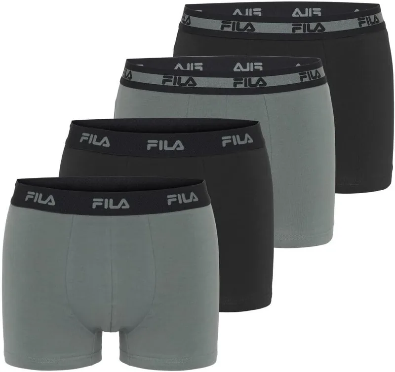 FILA ▫️ Cuecas Boxer de Algodão para Homem, Roupa Interior Masculina, Elástica, Tecido Respirável (Conjunto de 4)