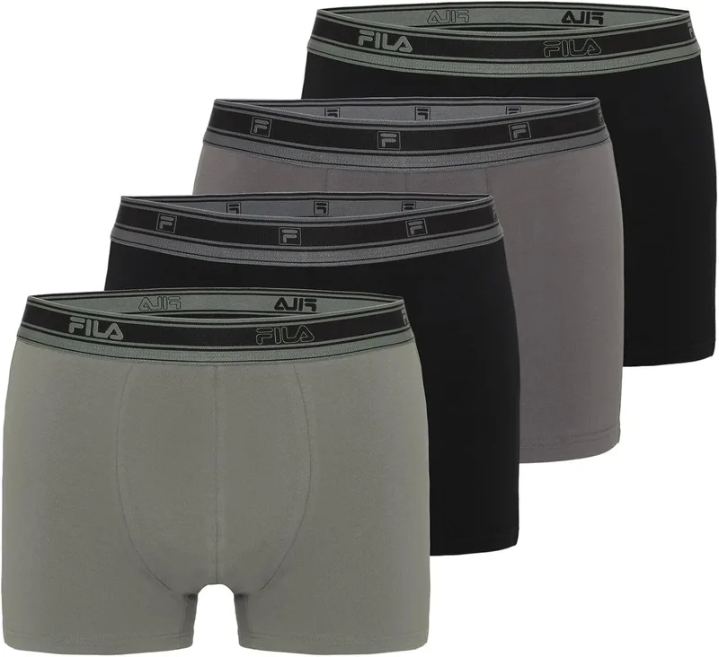 FILA ▫️ Cuecas Boxer de Algodão para Homem, Roupa Interior Masculina, Elásticas, Tecido Respirável (Conjunto de 4)