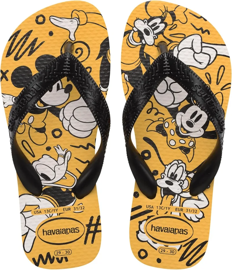 Havaianas ▫️ Kids Disney, Chinelos de dedo confortáveis e antiderrapantes para crianças, Impressão de personagens da Disney, Crianças, Unissexo