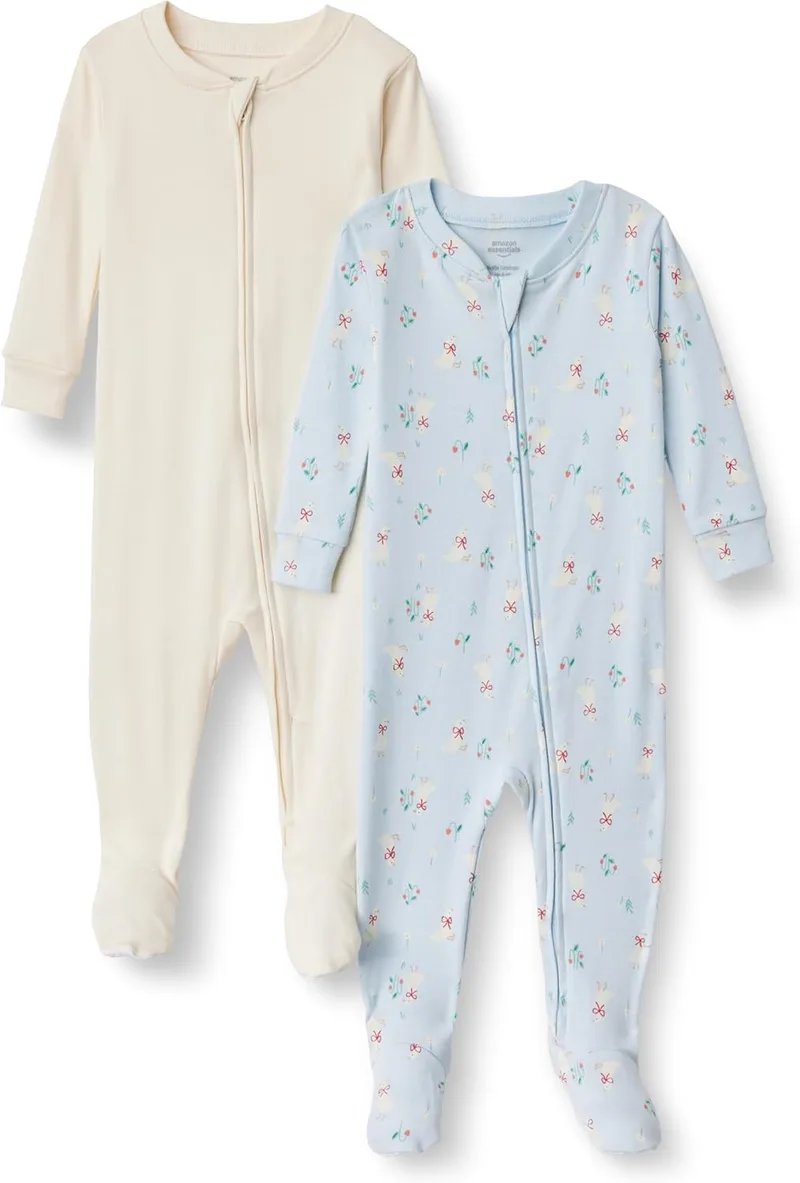 Amazon Essentials ▫️ x Sofia Grainge Pijama apertado de algodão com pés para bebés unissexo