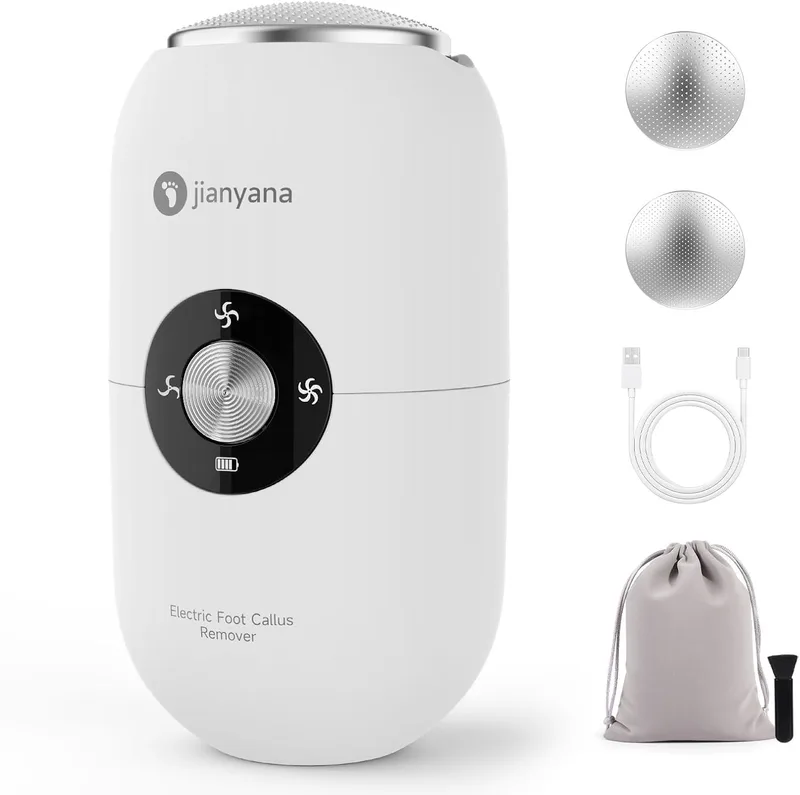 jianyana ▫️ Pedicure Profissional para Pés com 2 Cabeças de Polimento em Metal, 3 Velocidades Reguláveis, Lixa Elétrica para Pés, Lixa Elétrica para Pés com Pele Endurecida, IPX6 à prova de água