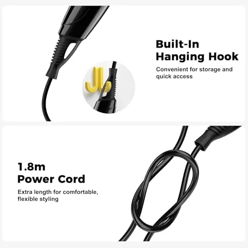 YASHE ▫️ Secador de cabelo dobrável 1200 W, compacto, com 2 níveis de calor e velocidade, bocal de precisão, cabo de 1,8 m, gancho para pendurar, leve, ideal para viagens, uso doméstico, hotéis ou residências, preto 7