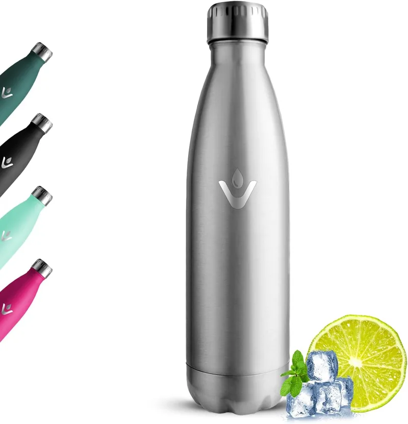 Grsta ▫️ Garrafa de água em aço inoxidável de 500 ml, garrafa de água à prova de fugas, garrafa térmica, mantém o frio durante 24 horas/o calor durante 12 horas, garrafa térmica reutilizável sem BPA para crianças, caminhadas, escritório, atividades ao ar livre