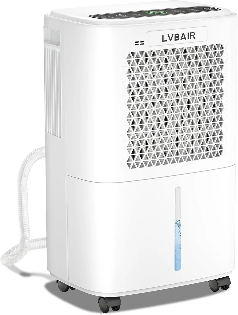 LVBAIR ▫️ Desumidificador elétrico de 12 l/dia, desumidificador potente, poupança de energia, portátil, 3 modos e controlo inteligente da humidade, desumidificador elétrico