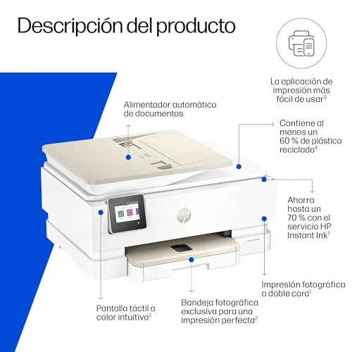 HP ▫️ Envy Photo 7930, impressora multifunções a jato de tinta A4 a cores, Wi-Fi de banda dupla, impressão automática frente e verso, alimentador automático de documentos (ADF) para 35 folhas, tabuleiro para fotografias, 3 meses de Instant Ink 4