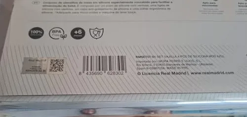 Interbaby ▫️ Conjunto de louça infantil de 4 peças em silicone, Real Madrid, azul | Prato, taça, colher e caneca | Adequado para micro-ondas e máquina de lavar louça | Sem BPA 2