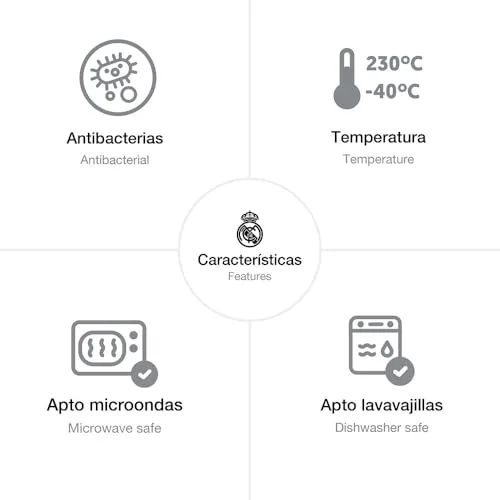 Interbaby ▫️ Conjunto de louça infantil de 4 peças em silicone, Real Madrid, azul | Prato, taça, colher e caneca | Adequado para micro-ondas e máquina de lavar louça | Sem BPA 5