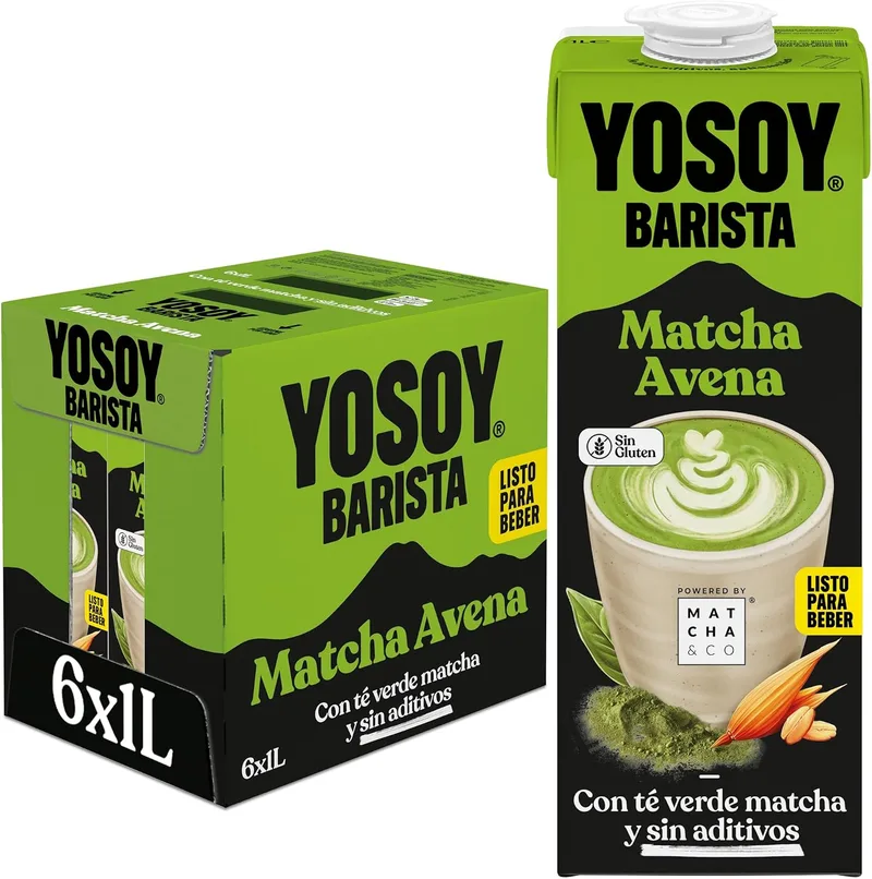 YOSOY ▫️ Barista Matcha Bebida Vegetal - matcha latte com aveia, sem açúcares adicionados, embalagem de 6 x 1 L