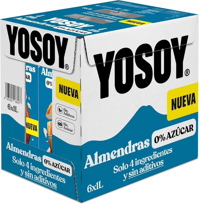 YOSOY ▫️ 0% Bebida vegetal de amêndoa, embalagem de 6 x 1L