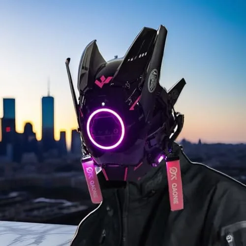 JOIN DAN ▫️ Máscara Punk para Adultos, Máscara LED para Cosplay de Halloween, Presente para Festas, Máscaras para Fatos de Homens e Mulheres 5