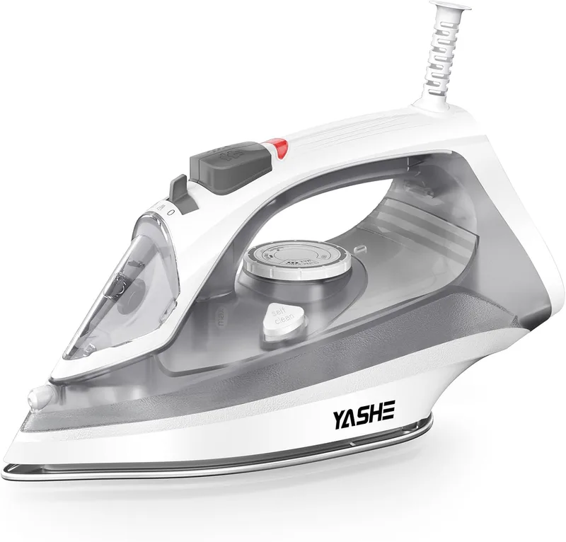 YASHE ▫️ Ferro a vapor de 2300 watts com placa de aquecimento rápido antiaderente, depósito de água de 300 ml, vapor contínuo de 25 g/min, curso de vapor de 150 g/min, auto-limpante, anti-calcário e anti-gotejamento