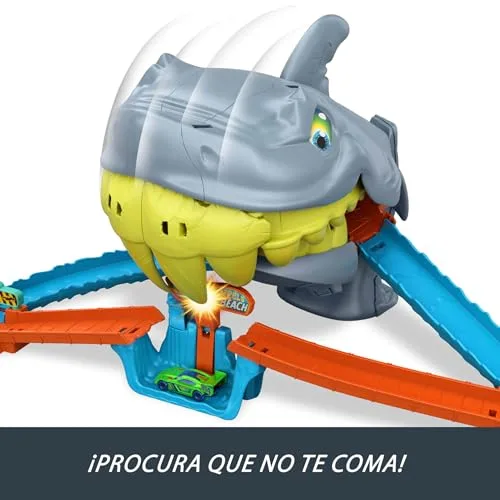 Hot Wheels ▫️ Conjunto City Praia de Boca de Tiburón e Carro de Brincar à Escala 1:64 5