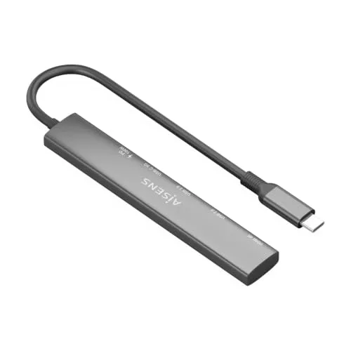 AISENS ▫️ ASUC-5P022-GR - Base USB-C 5 em 1, USB-C para 1xHDMI, 2xUSB-A, 1xUSB-C, 1xUSB-C PD, cinzento, 15 cm 2