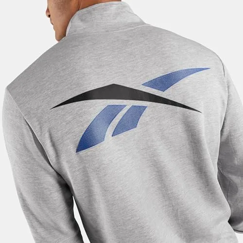 Reebok ▫️ Camisola com fecho de correr até ao quarto do comprimento e logótipo para homem 2