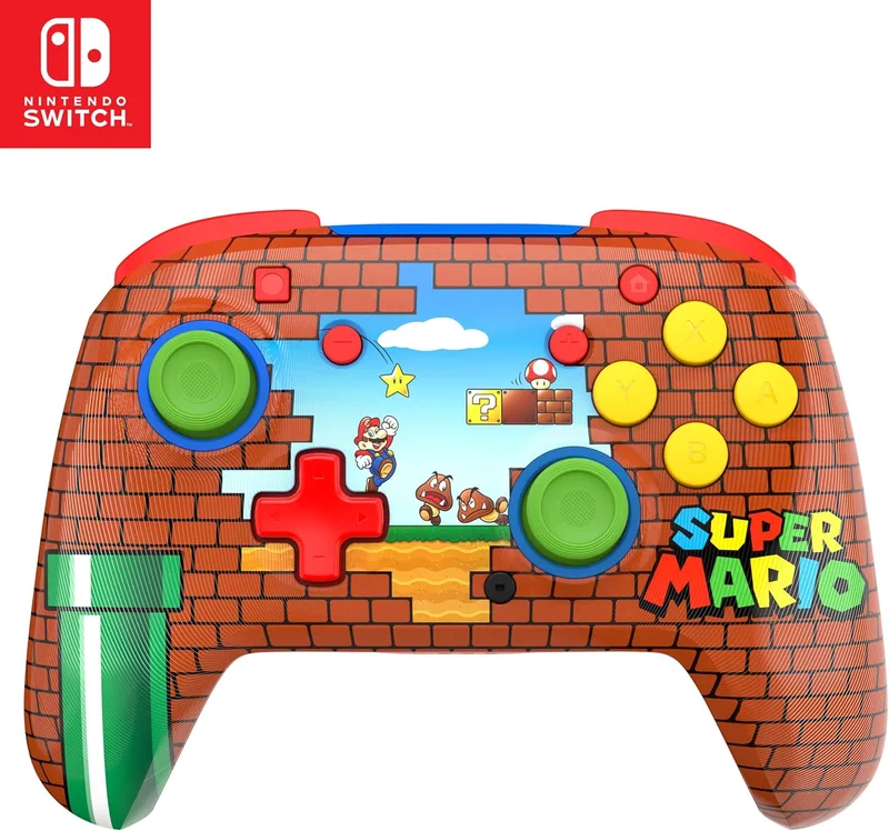 Turtle Beach ▫️ Comando de jogo sem fios Rematch Mario Bricks para a Nintendo Switch, também funciona com a Nintendo Switch 2 (o botão C não está incluído neste comando)