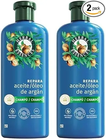 Herbal Essences ▫️ Champô Reparador de Óleo de Argan, 350 ml Cabelo danificado, Hidratação Intensa, De Origem Natural*, Sem Silicone *Fórmula de Ingredientes (Embalagem de 2)