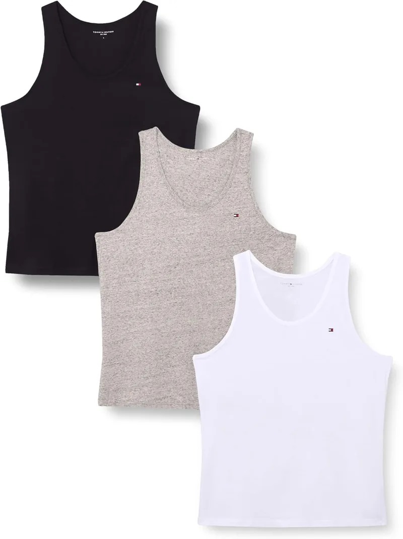 Tommy Hilfiger ▫️ Camisolas de alças para homem - Conjunto de 3 camisolas de alças com gola redonda