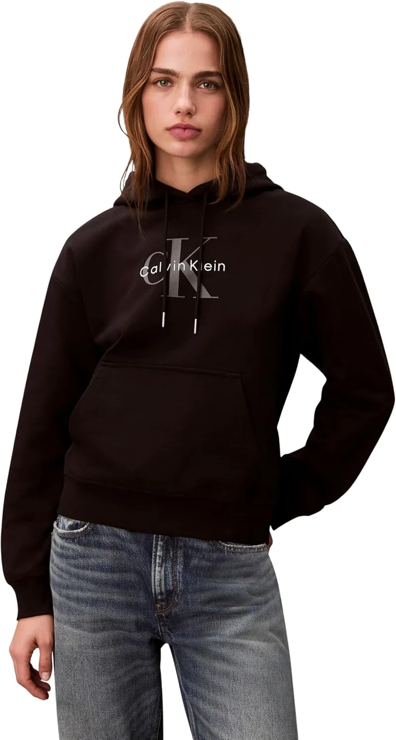 Calvin Klein ▫️ LS Monologo French Terry Po Hood Lv047e221g Outras camisas para mulher (conjunto de 1)