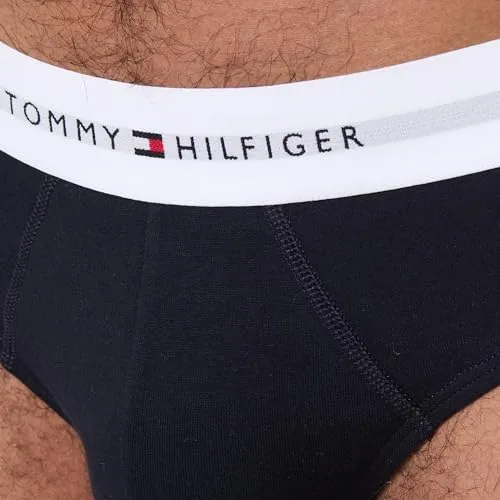 Tommy Hilfiger ▫️ Premium Essentials - Conjunto de 3 cuecas de algodão elástico, cor azul-marinho com verde-oliva escuro, cinzento-claro e cinzento-glaciar, multicolorido (vermelho primário/branco/azul-celeste do deserto), XS 3