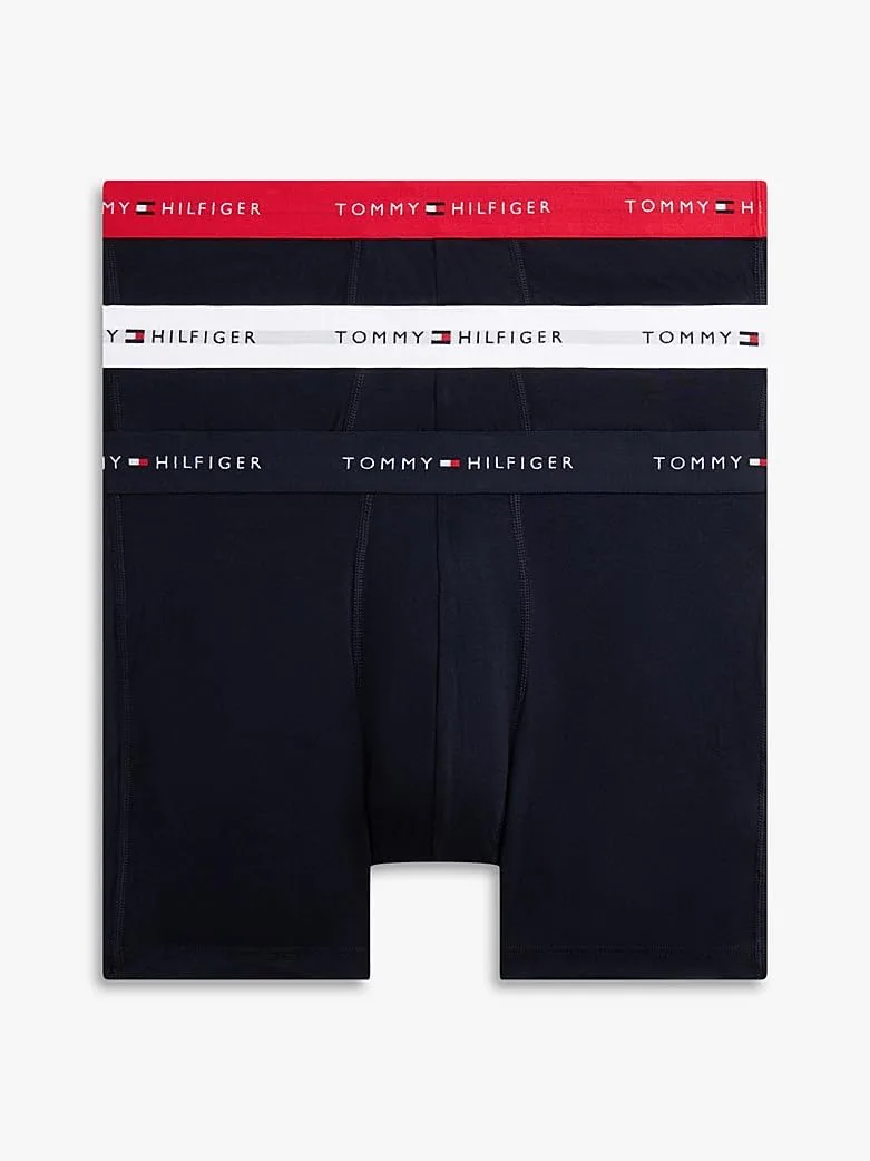 Tommy Hilfiger ▫️ Cuecas boxer para homem, embalagem de 3 peças, em algodão