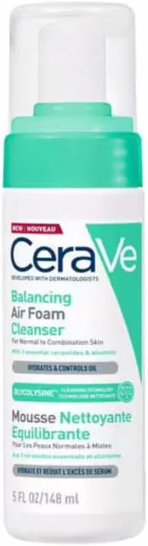 CeraVe ▫️ Espuma de limpeza equilibrante e produto de limpeza facial em espuma para peles normais e mistas
