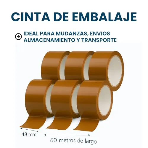 ONPACK ▫️ Fita Adesiva Castanha Universal 48 mm x 60 metros - Embalagem de 6 unidades - Fita para embalar caixas de cartão, selo para caixas de mudança, armazenamento, envios e transporte 3