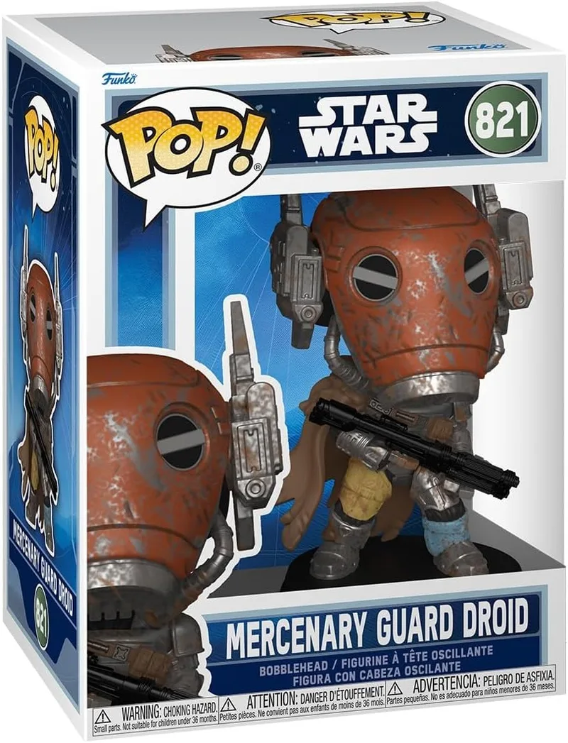 Funko ▫️ Pop! Star Wars: O Mandaloriano e o Grogu - Dróide Guarda Mercenário - Figura de Vinil Colecionável - Ideia para Prenda - Mercadoria Oficial - Brinquedos para Crianças e Adultos