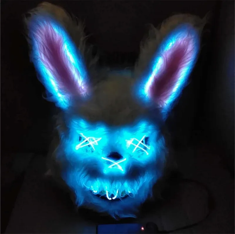 TK Gruppe Timo Klingler ▫️ Máscara LED de Halloween ao estilo «Purge», iluminação regulável e rosto luminoso – Fato para homens e mulheres para o Halloween e o carnaval (várias cores à escolha)