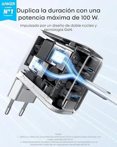 Anker ▫️ Carregador de carregamento rápido USB-C de 100 W com 3 portas GAN 2