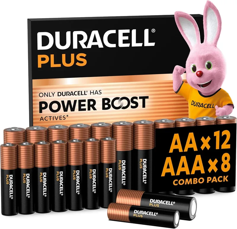 Duracell ▫️ Plus Pilhas AA e AAA (Embalagem combinada de 20) – Pilhas alcalinas de 1,5 V – com Power Boost Actives – Embalagem com 0% de plástico – 10 anos de validade na embalagem - MN150/ MN2400