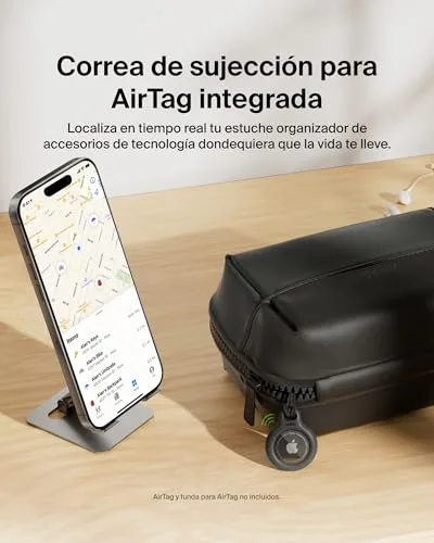 Belkin ▫️ Estojo organizador de acessórios tecnológicos para viagens, bolsa de transporte para bateria externa, carregador e Apple Pencil, correia para AirTag, tecido macio e resistente 6