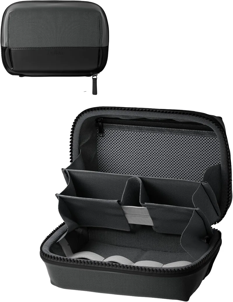 Belkin ▫️ Estojo organizador de acessórios tecnológicos para viagens, bolsa de transporte para bateria externa, carregador e Apple Pencil, correia para AirTag, tecido macio e resistente