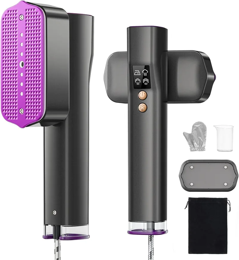 VIWAVE ▫️ Ferro a Vapor Vertical 1200 W, Voltagem Dupla 100-240 V, Aquecimento Rápido 15 s, Ferro de Roupa 2 em 1, 4 Modos, Ecrã LED, Ferro a Vapor Vertical Portátil para Viagens de Negócios e Casa