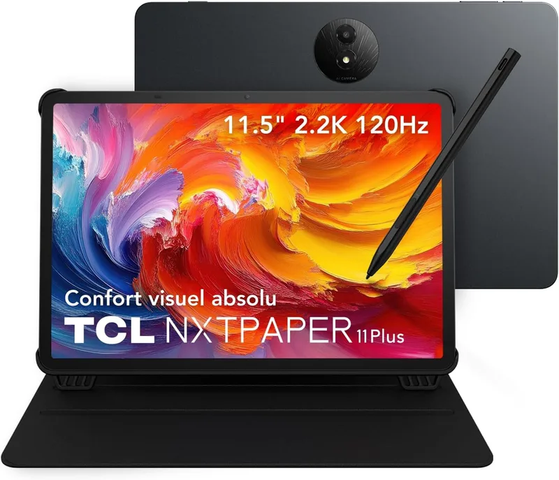 TCL ▫️ Tablet Android NXTPAPER 11 Plus | Inclui capa flip + T-Pen | Ecrã de 11,5" 2,2K 120 Hz NXTPAPER 4.0 | Proteção ocular | 8 GB + 256 GB | Bateria de 8000 mAh | Áudio DTS x4