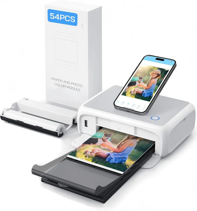 WOLFANG ▫️ Impressora fotográfica instantânea de 54 folhas (4 x 6 polegadas), compatível com ligação Wi-Fi, aplicações criativas de edição de fotografias, para smartphones iOS/Android