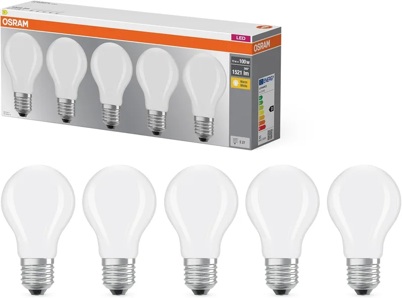 OSRAM ▫️ Lâmpada LED base de filamento A100, forma de lâmpada de filamento 11W 827, 2700K branco quente, E27, fosco, 1521 lm, luz 100% instantânea
