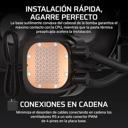 Corsair ▫️ NAUTILUS 240 RS LCD – Refrigeração líquida para CPU – Ecrã LCD IPS de 2,1", AIO de 240 mm, baixo ruído, ligação em cadeia, Intel LGA 1851/1700, AMD AM5/AM4 – Inclui 2 ventoinhas RS120 – Preto 4